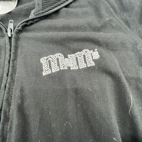 M&M World Womens Long Sleeve Zip Up Sweatshirt Size Small Black Multicolor Gems - Picture 2 of 5